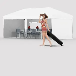 Garvee 10'x20' Waterproof Pop-Up Canopy Tent - Portable Instant Party Gazebo with 4 Sidewalls & 12 Stakes | Heavy-Duty Outdoor Event Tent for Weddings, Backyard, Camping & Markets (White)