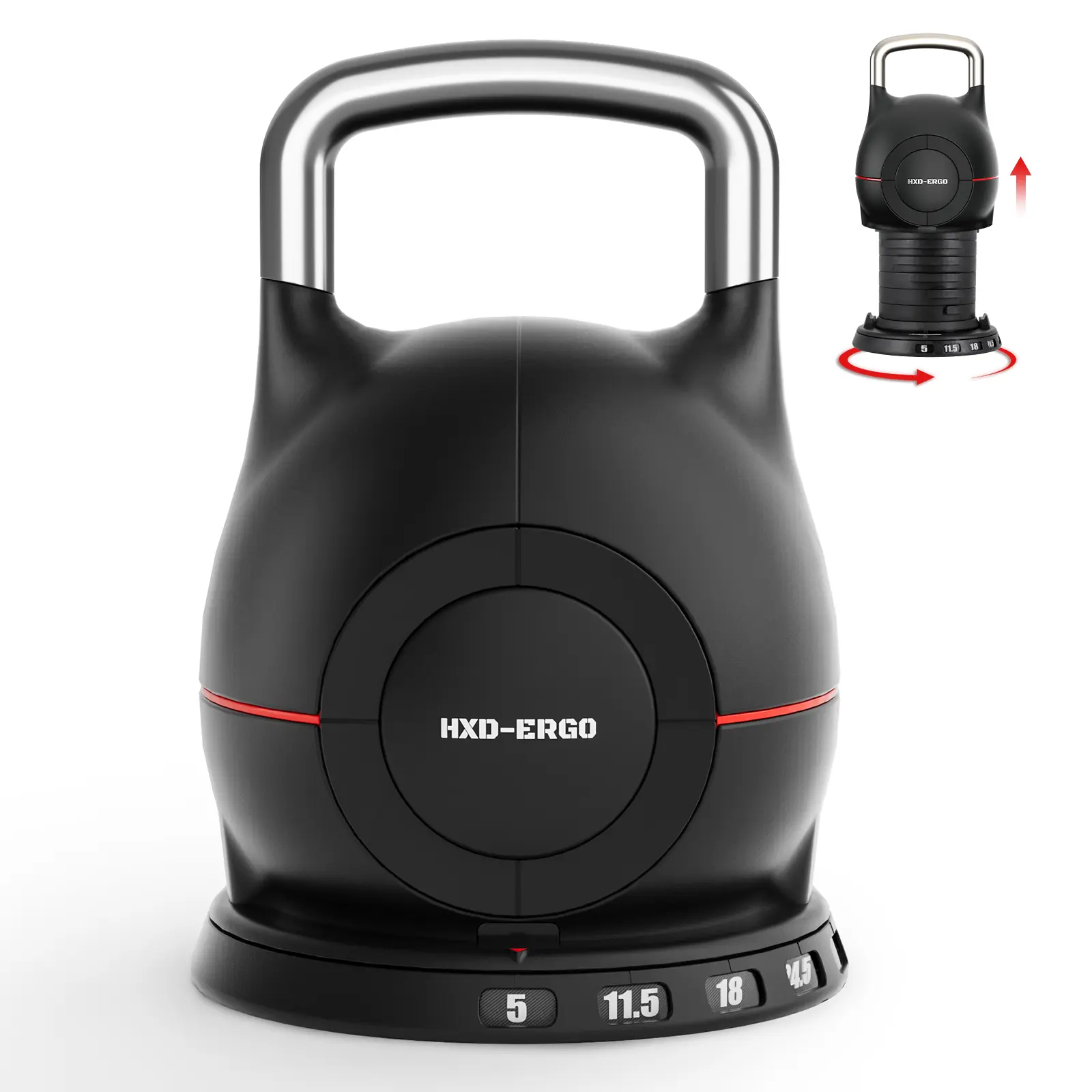 HXD-ERGO Adjustable Weight Kettlebell, Home Gym Strength Training Fitness Equipment for Men and Women, Suitable for Indoor Workouts, Kettle Bell Workout, Unisex