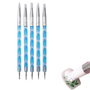 5pcs double-ended nail brushes and dot brushes set,  Dotting Tools for  Foil, Carving, Drawing & Shaping，UV gel engraving drawing for clay and painting - Professional Nail Design Kit for Home & Salon