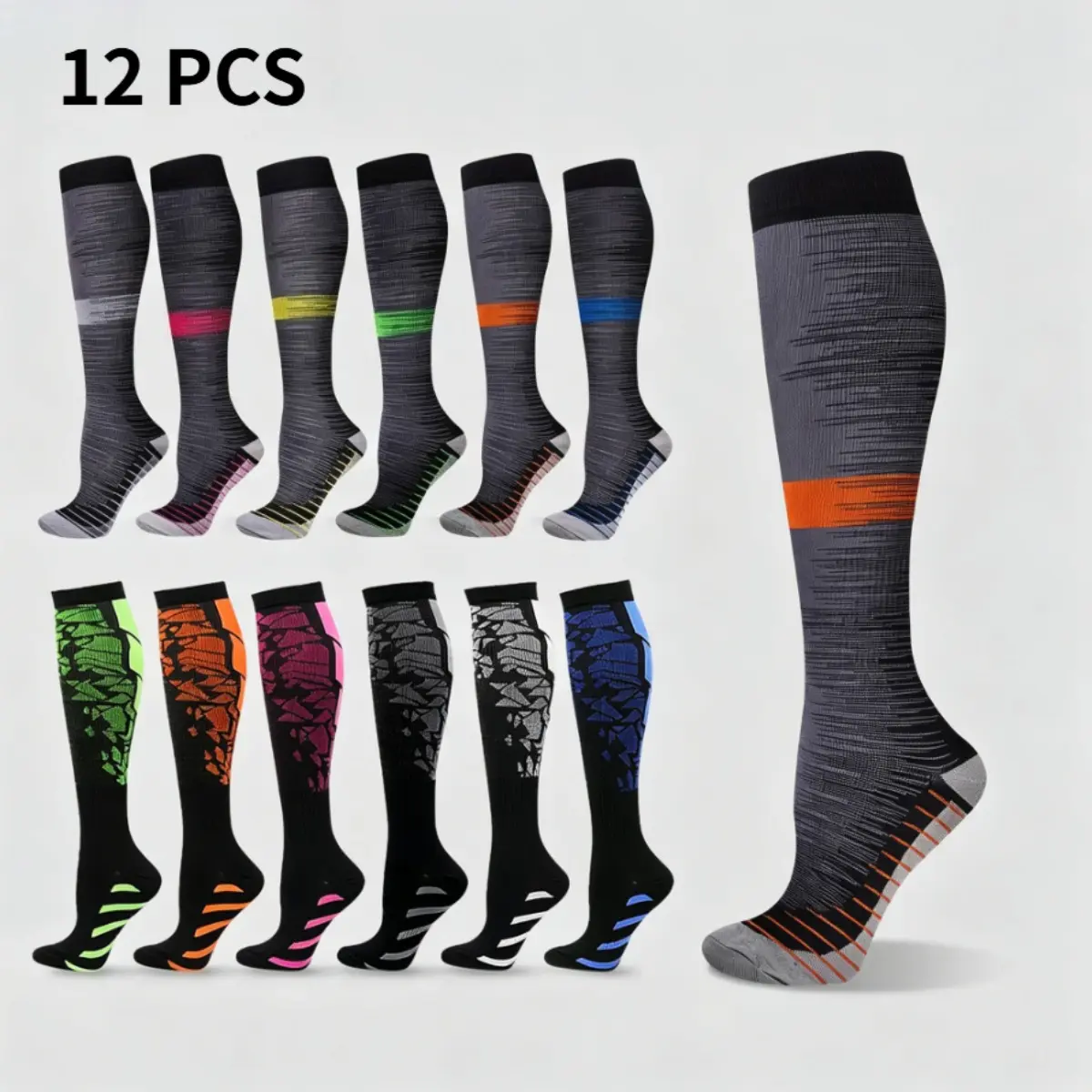 12 Pack Copper Compression Socks For Women Men Breathable Cushioned Running Athletic Sports Gym Travel