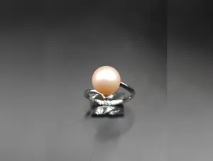 925 Sterling Silver Adjustable Pearl Ring – 9.7mm Natural Baroque Pearl | Minimal Luxury Statement Ring