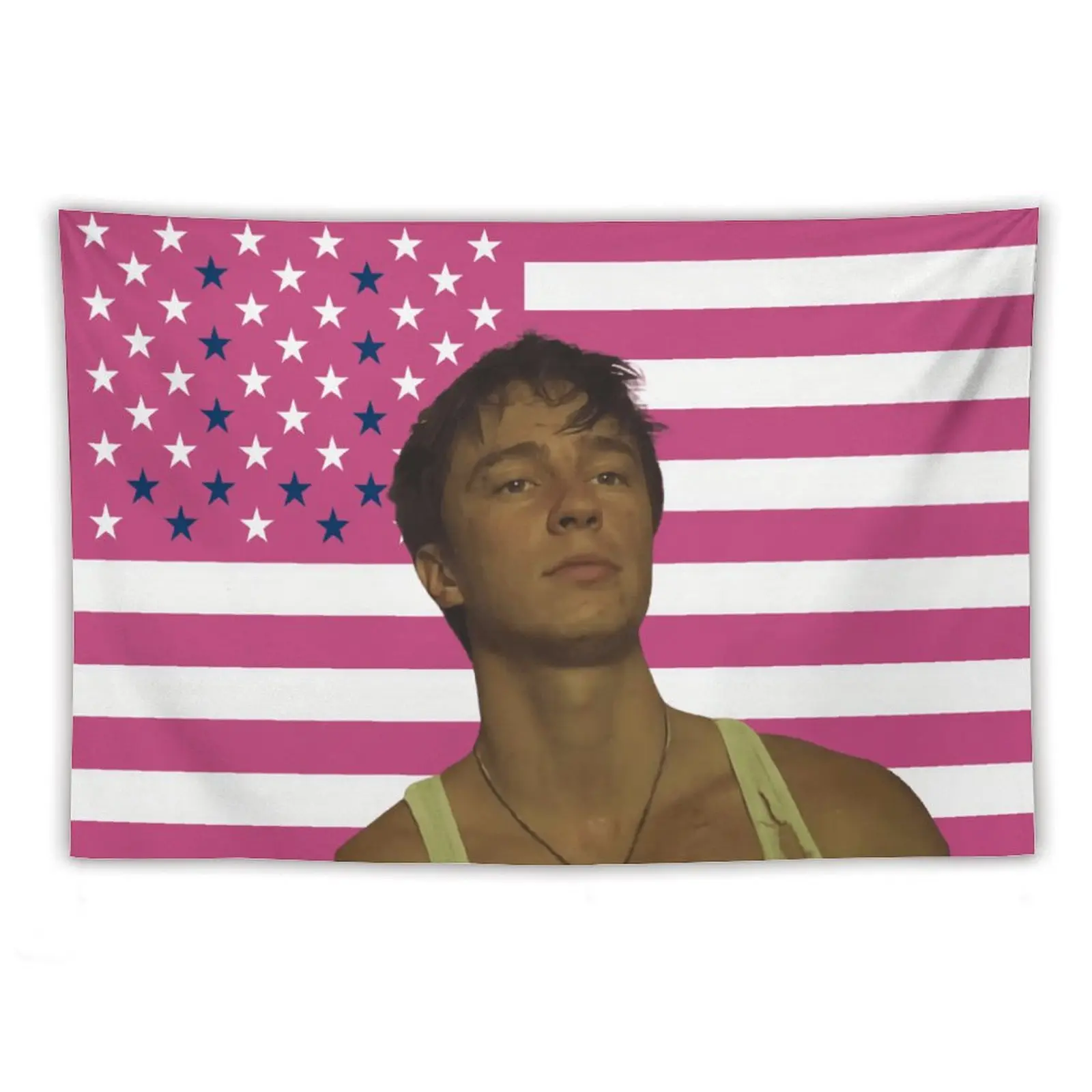 JJ and Rafe USA Flag Tapestry - Funny Pink OuterBanks America Flag Tapestry Art Prints Wall Painting Artworks Tapestries Hanging Picture Gift University Dormitory Bedroom Living Room Party Kitchen Home Decoration