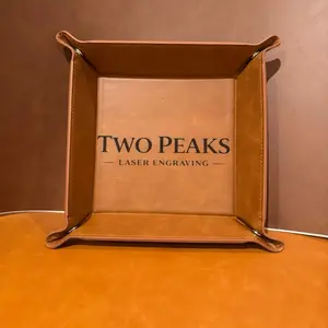 Custom Leather Valet Tray – Personalized Desk Catchall | Gift for Men, Realtors, Groomsmen, Office
