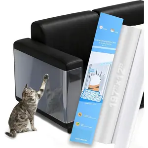 197"x12" Self-Adhesive Cat Scratch Protector Tape, Anti-Claw Couch Furniture Guard for Sofa Beds Doors Tables Walls, Clear Pet Scratch Deterrent