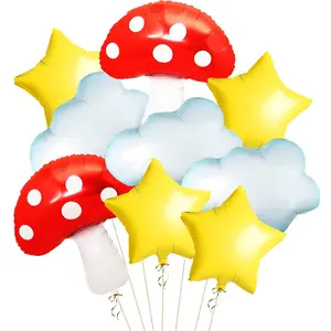 Video Game Theme Balloon Kit Cloud Mushroom Star Foil Balloons Party Decor Set Fun Backdrop
