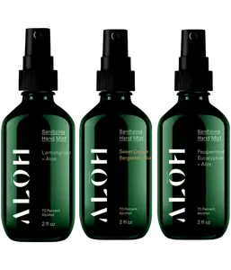 Sanitizing Hand Mist Variety Pack | Sweet Orange Bergamot, Peppermint Eucalyptus, Lemongrass & Aloe | 70% Alcohol Hydrating Hand Sanitizer Spray with Essential Oil for Kids & Adults | 2oz Travel Size in Each Scent | 3 Pack