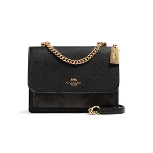 COACH Klare 21 Flap Chain Shoulder Bag with Monogram Print and Accordion Design in Leather for Women
