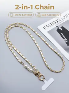 Phone Strap Crossbody Long Chain, Pearl Piccadilly Chain, Women's Phone Case Lanyard, Bag Strap, Fashion Accessory, Phone Charm, Phone Chains