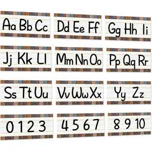 12 count Alphabet Bulletin Board Strips Set Alphabet Line ABC Alphabet Banner & Number Border Posters for   Classroom Playroom Bedroom (Industrial Chic)