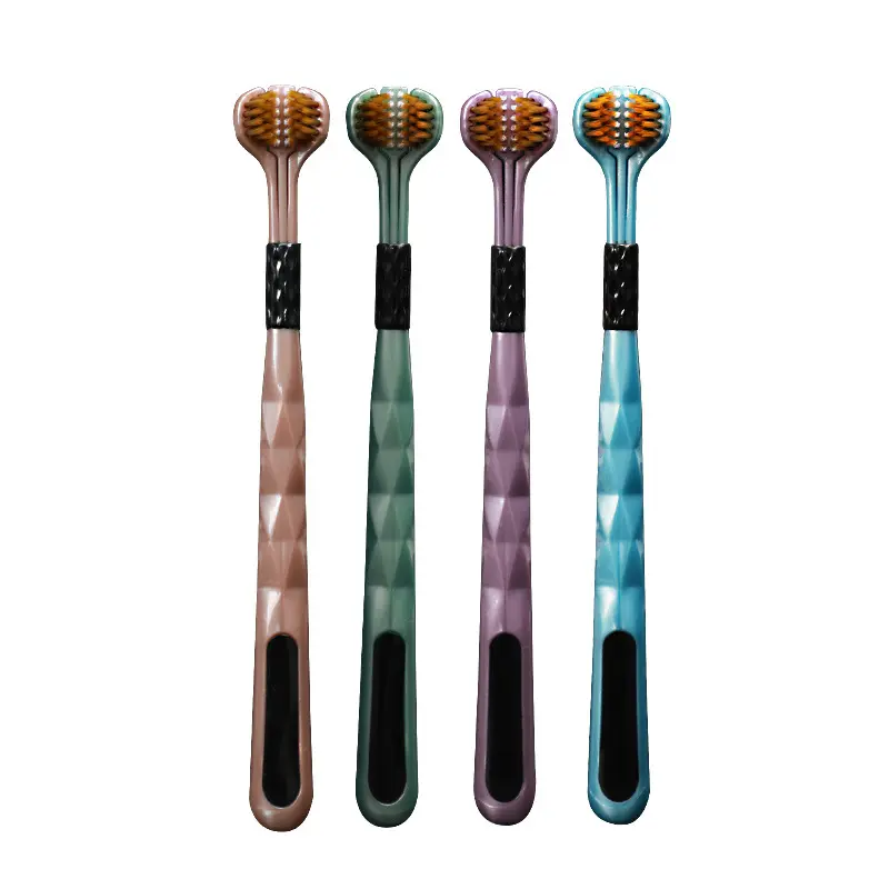 Top-Selling 3-Sided Soft Bristle Toothbrush, Wrap-around Design with Tongue Scraper, Gum-Protective Deep Cleaning for Adults, Premium Quality, 5-Pack Gift Box Set
