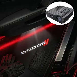2 Pcs Carbon Fiber Welcome Lights Set for Dodge, Car Door Projection Lamp, Laser Light, Custom Decorative Floor Lamp, Car Accessories (batteries Not Included)