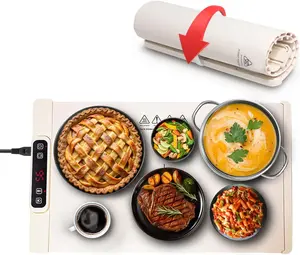 Portable Electric Warming Tray with Timer, Heating and Child Locks Control Feature - Silicone Heating Pad for Kitchen, Party, Buffet -