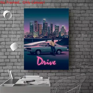 1 piece/set frameless canvas painting print poster, Classic Movie scenes Poster art，Drive Movie Poster， a perfect gift for Movie loves, ideal gift for bedroom, living room, dorm hallway, kitchen, mural, wall decoration, room decor, Unframed Wall Art