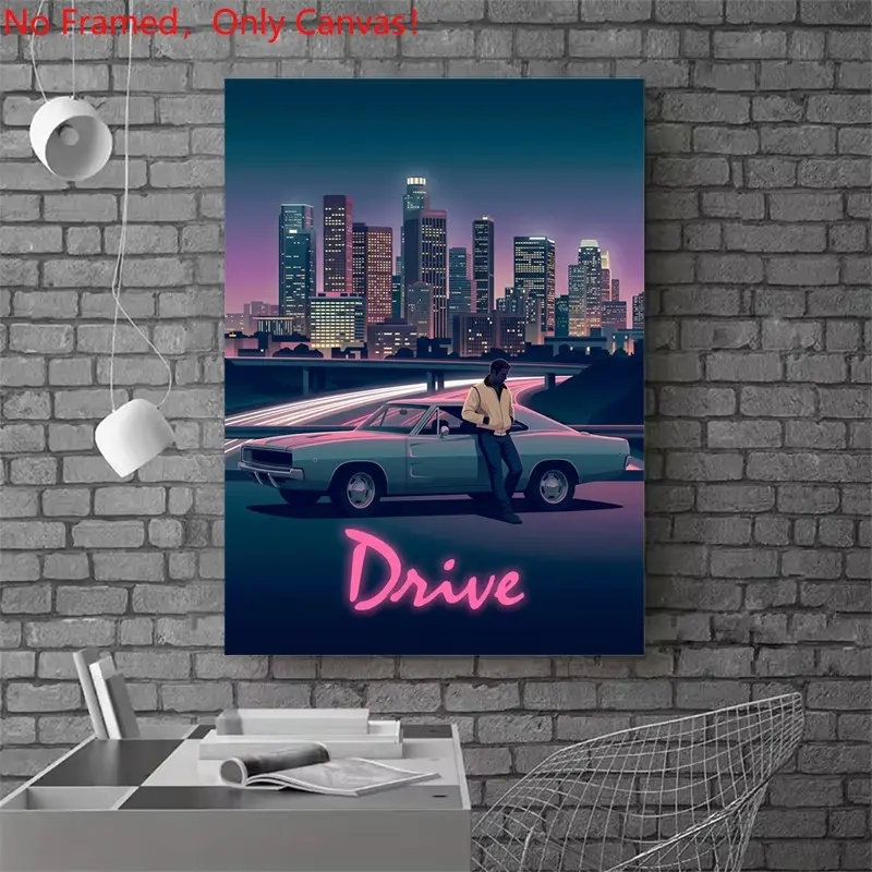 1 piece/set frameless canvas painting print poster, Picture image prints, Classic Movie scenes Poster art, Drive Movie Poster, a perfect gift for movie lovers, bedroom, living room, wall decor, Unframed Wall Art
