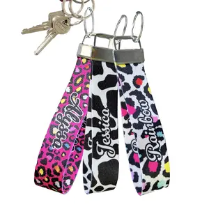 Animal Print Personalized Nylon Key Fob with Metal Hardware - Cow Print, Leopard Print and More