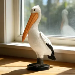 Modern Minimalist Pelican Sculpture Decor, Natural Art Style, Ocean Themed Room Accent, Living Room Coffee Table, Bedroom Window Sill, Collectible Figurine