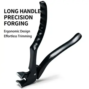 Ergonomic Durable Long Handle Stainless Nail Clipper for Thick Hard Nails, Wide Mouth Design, Safe Precise Trimming, Foot and Hand Nail Care