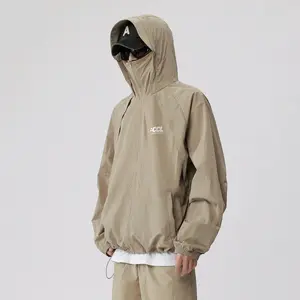 Outdoor ice silk hooded sun protection jacket for men, light and breathable UPF50 quick-drying coat in summer