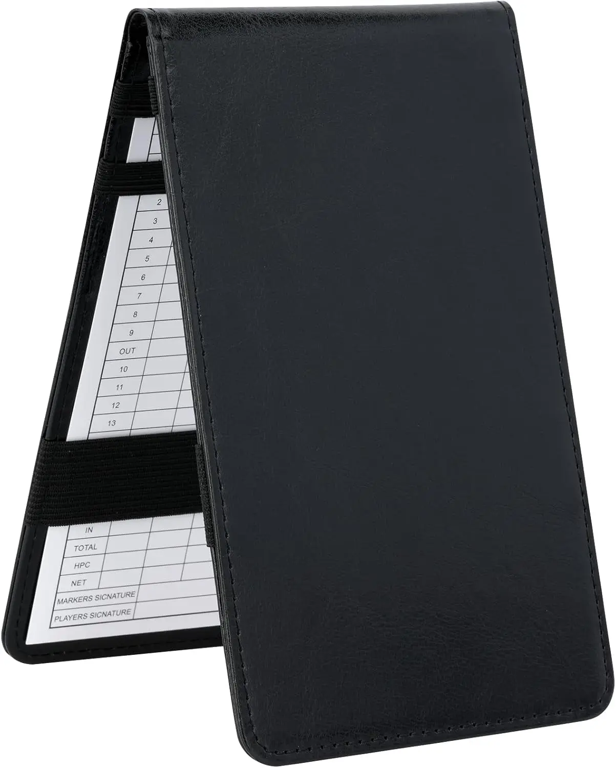 Golf Scorecard Holder PU Leather Yardage Book Cover with 2 Score Cards 7.08 X 4.33 Inches (Black)