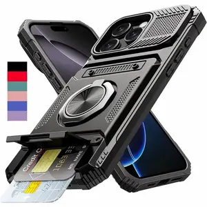 Cardholder phone case with card slots [holds 2 cards] 360° magnetic rotating stand, drop-proof protective wallet phone case, compatible with iphone 17 pro max cases for men 16 pro max case 15 14,13 & Samsung Galaxy S25 Ultra,S24 Plus,S23 FE,A56 A55 A36