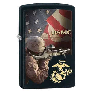 USMC Solider EGA Black Matte Zippo