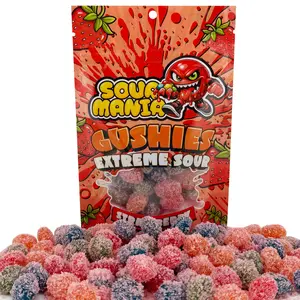 SourMania Gushies Extreme Sour Gummy Candy, Super Tangy Flavors, 6 oz Bag Strawberry