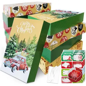 12 Large Christmas Gift Wrap Boxes bulk with Lids, 12 tissue paper and 80 Count Foil Christmas Tag Stickers for wrapping oversized Clothing (Robes, Sweater, Coat, Shirts) and Xmas Holiday Present
