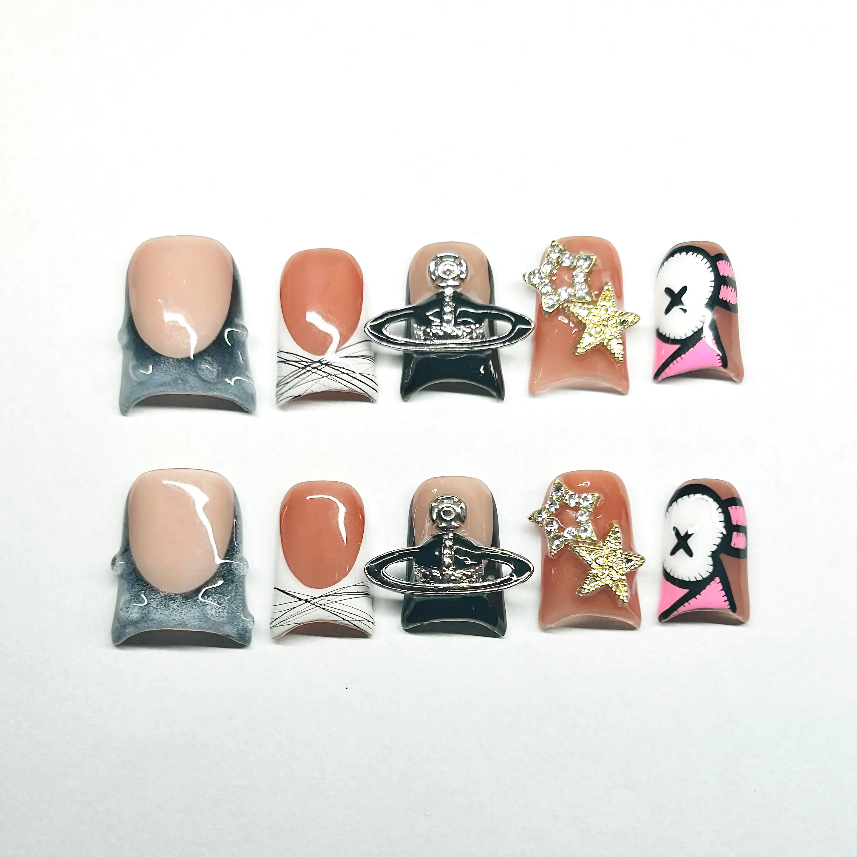 Handmade 3D Duck Nails, 10 Pcs Reusable Press-On Manicure Kit, Long-Lasting Gel Polish Set with Strong Nail Glue, Gel Nail Polish