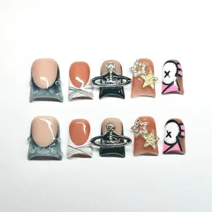 BHI Handmade Duck nails Press-On Nails – Reusable 3D Acrylic, Salon-Quality Design for a Long-Lasting, Natural Finish |           Perfect for an Effortless At-Home Manicure