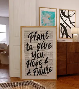 Jeremiah 29:11 Bible Verse Wall Art, Minimalist Printable, Christian Modern Scripture Poster, Bold Typography, Baptism, Prayer Room Decor Glossy UnFrames