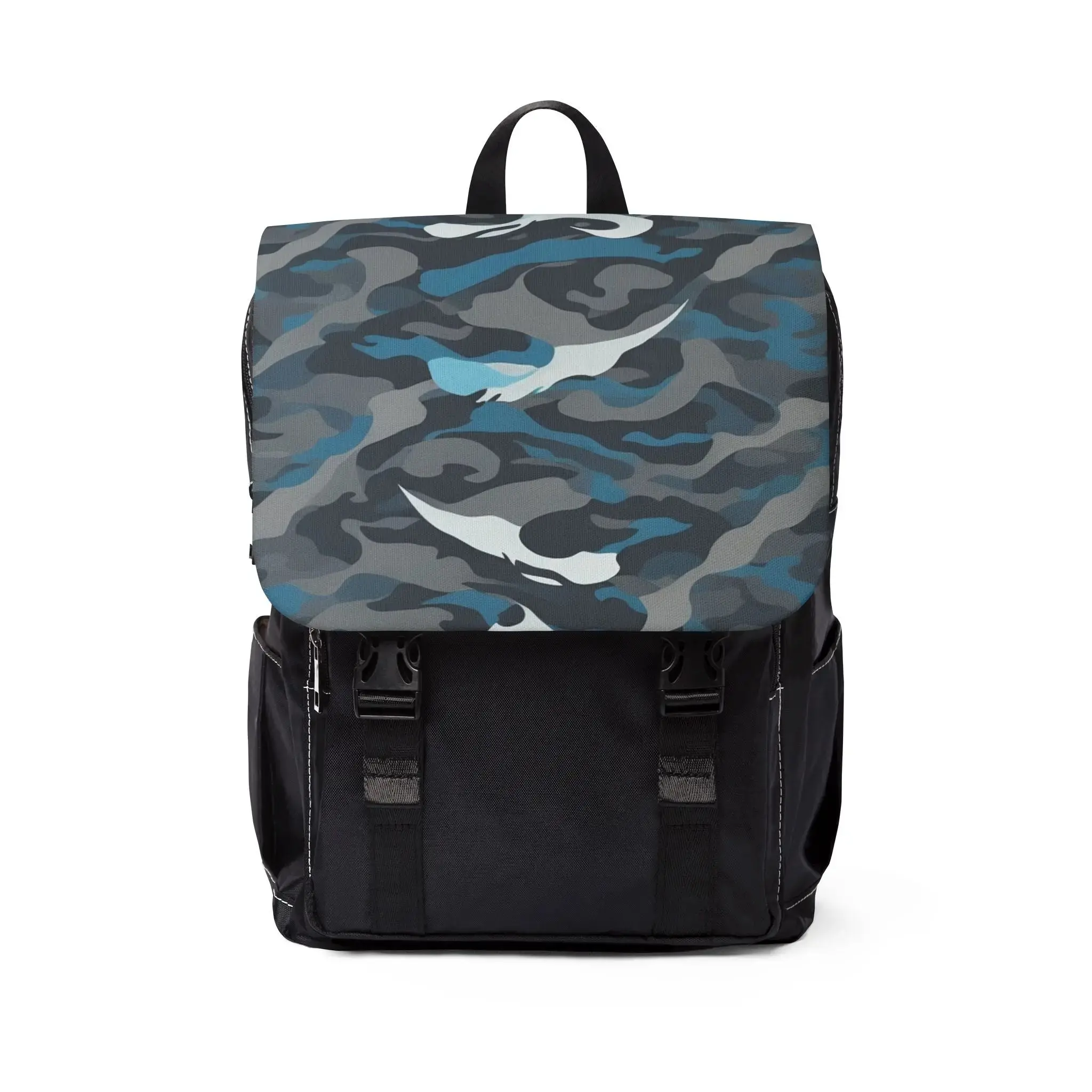 Blue, White, and Gray Camo Shoulder Backpack