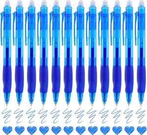 Retractable Erasable Pens 12 Colored Erasable Gel Pen 0.5mm Erasable Gel Pens Black Make Mistakes Disappear Smooth Writing Pen Office -to-School Supplies (Blue)
