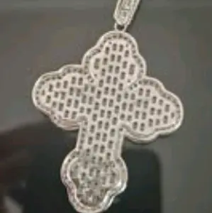 Iced Out Cross Pendant - Simple Design as Described