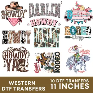 Western DTF Transfers Ready to Press | Full Color Heat Transfers | DIY T-Shirt Printing | Premium Transfers