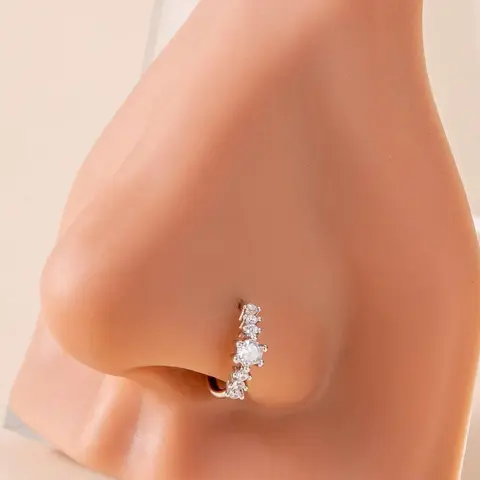 Clear CZ Nose Rings Hoop, Nose Piercing Jewelry for Women & Girls, Cartilage Earrings, Body Piercing Jewelry, Fashion Jewelry for Party, Daily Decor, Rhinestone Nose Ring, Nose Ring Hoops, Body Jewellery
