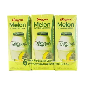 BINGGRAE Korean Melon Milk Drink 200ml x 6 Pack | Must-Have Breakfast | K-Drama Favorite