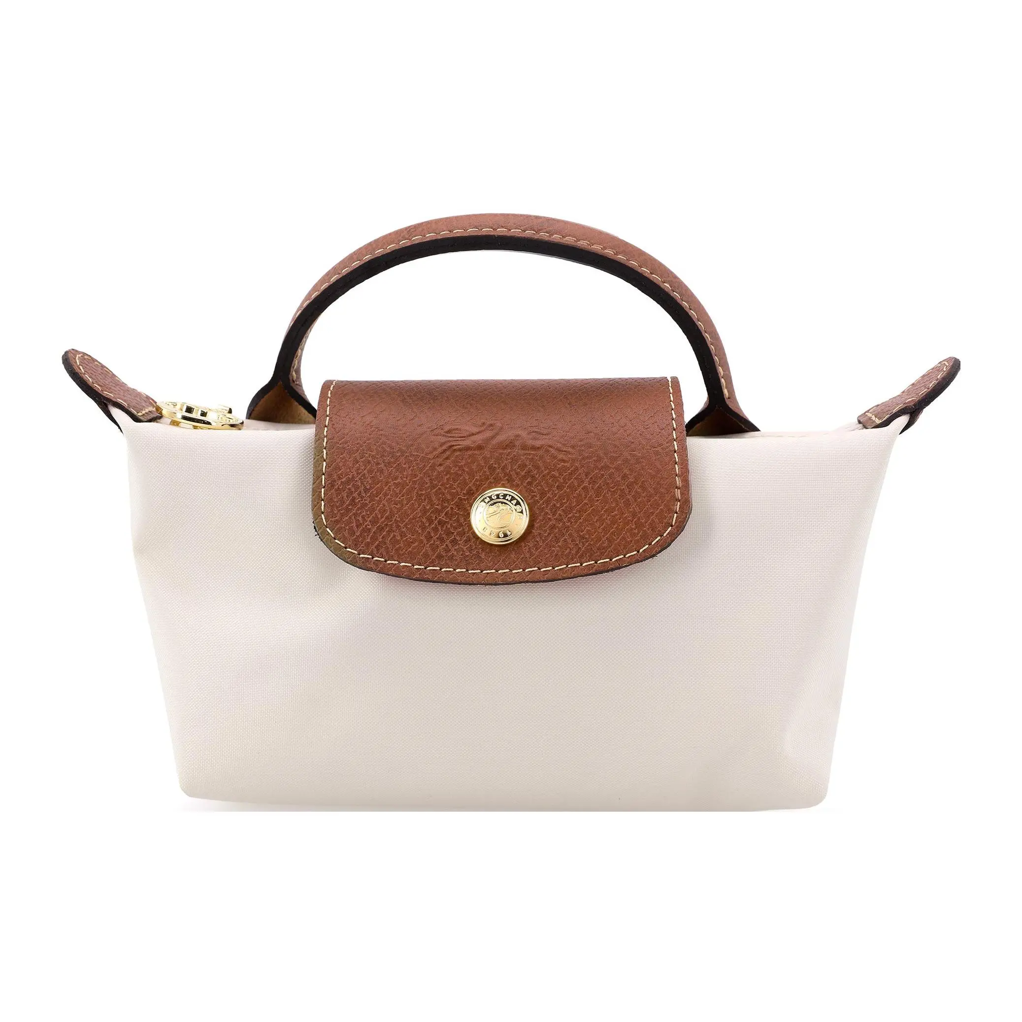 Women's Longchamp Le Pliage 17 Tote Bag - Waterproof, with Snap Closure and Zipper, Beige