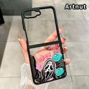 Hang Up Girl Pattern Phone Case for Z Flip 7/6/5/4 Silicone TPU Protective Folding Case with Double Protection and Camera Lens Cover
