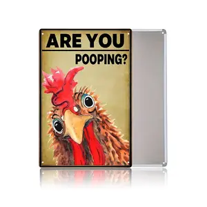 Palette & Wall – Vintage “Are You Pooping?” Tin Sign | Funny Chicken Bathroom Wall Art, Retro Rustic Décor for Home, Bar, Café & Farmhouse