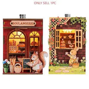 Fridge Magnet DIY Book Nook Kit, 3D Puzzle Toy, Dollhouse Shop Animal Mini House, Creative Assembly Model, Decorative Furniture, Miniature Furniture, Wooden Doll House