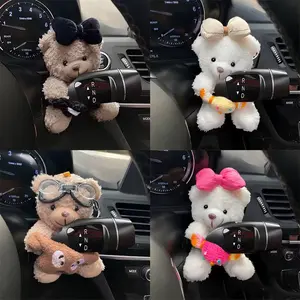 Pilot Bear Used for Car Gear Shift Decoration Cute Turn Signal Dolls Wiper Dolls Rearview Mirror Ornament