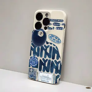 Fashionable Billiard Theme Blue Art Phone Case, Durable Impact-Resistant Protective Case, Compatible with iPhone 16, 15, 14, 13, 12, 11 Pro Max and Pro Plus, Perfect for Christmas Gifts Cover Protection Protector Casing White
