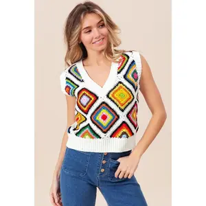 BiBi Diamond Granny Square Sweater Vest