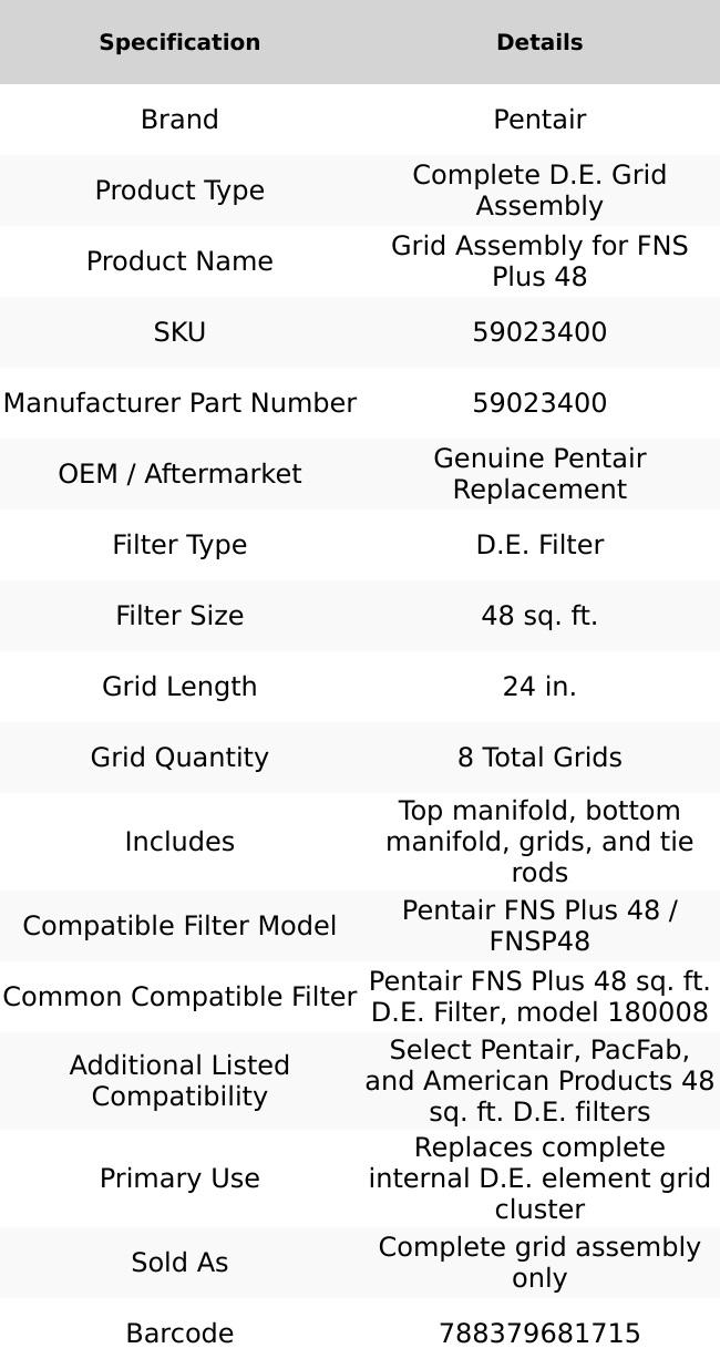 Pentair Grid Assembly for FNS Plus 48 | 59023400