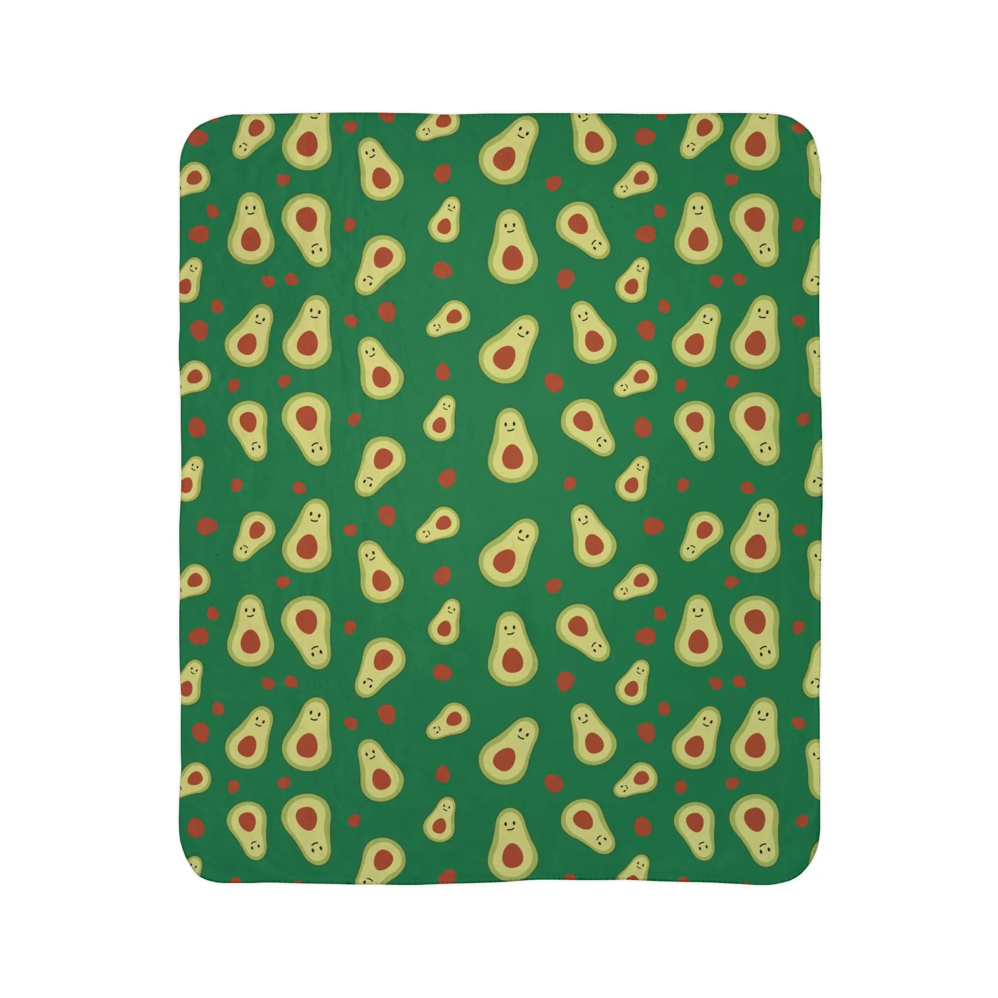 Cute Avocado Fleece Sherpa Blanket, Cozy Throw Blanket, Fun Home Decor, Gift for Avocado Lovers, Kids Room Accessory, Soft Winter Warmth