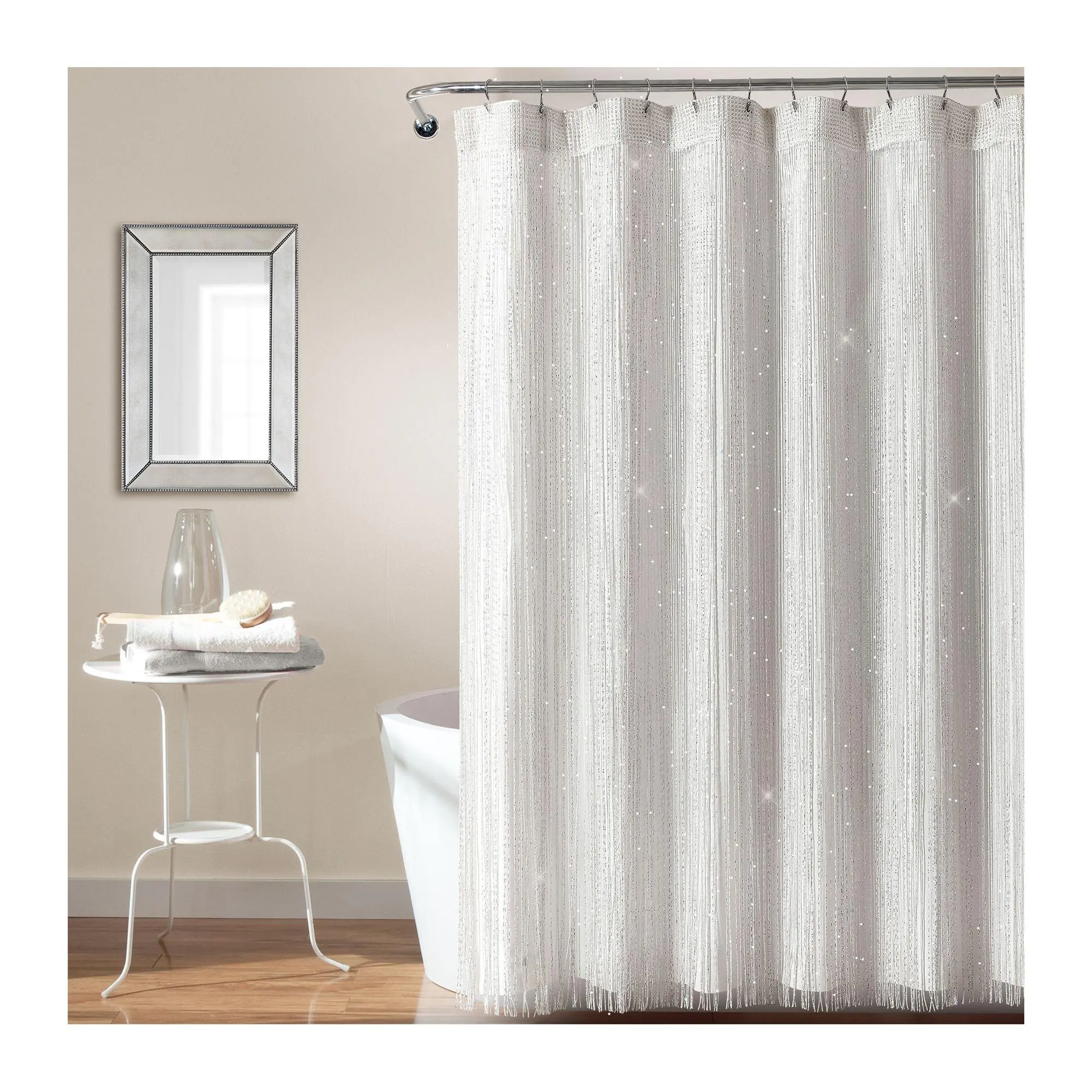 Night Sky String Thread w/Lining Shower Curtainby Lush Decor