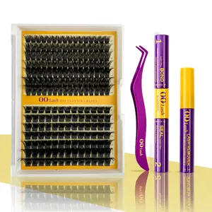 OQ Lash Volume and Soft Premium Fiber D Curl DIY Eyelash Extension Kit-100D 150D Fairy Diva  Regina Airy Fluff-Waterproof Long lasting Lashes Makeup For Girl-Bond and Seal Eyelash Glue and Lash Remover Beginner Friendly Individual Lashes Cosmetic