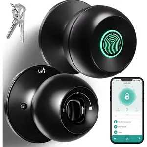 Fingerprint Door Lock, Smart Fingerprint Door Knob, Biometric Door Knob with App Control, Automatic Lock Door Lock with Password, Keyless Door Knob with Lock, Suitable for Bedroom, Home