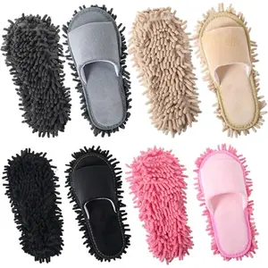 4Pairs Washable Mop Slippers Microfiber Funny Mop Shoes Floor Cleaning Slippers for Women Home Floor (L Size) - Home Improvement.