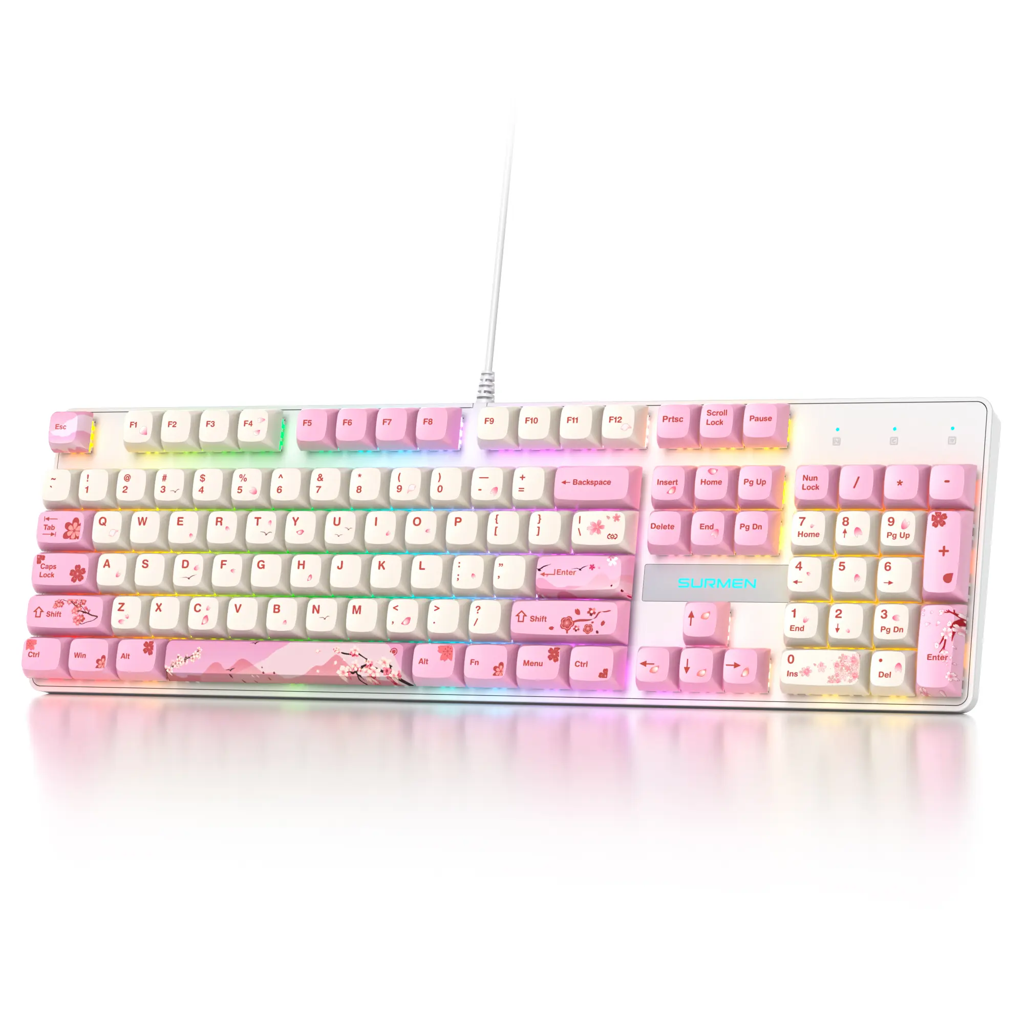 Wired Full Size Mechanical Keyboard, 100% Creamy Keyboard with Number Pad, RGB Backlit Gaming Keyboard, Red Switch NKRO for Windows Laptop PC Gamer